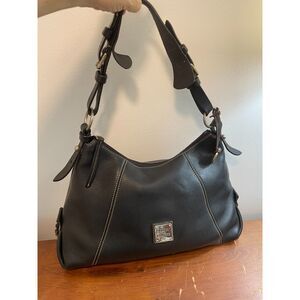 Dooney‎ and Bourke Large Black Pebbled Leather Hobo Shoulder Bag EUC